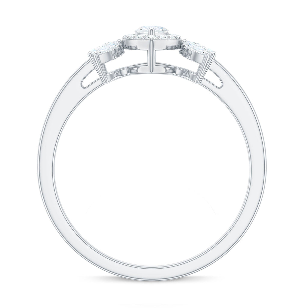 Certified Marquise Cut Moissanite Designer Halo Engagement Ring