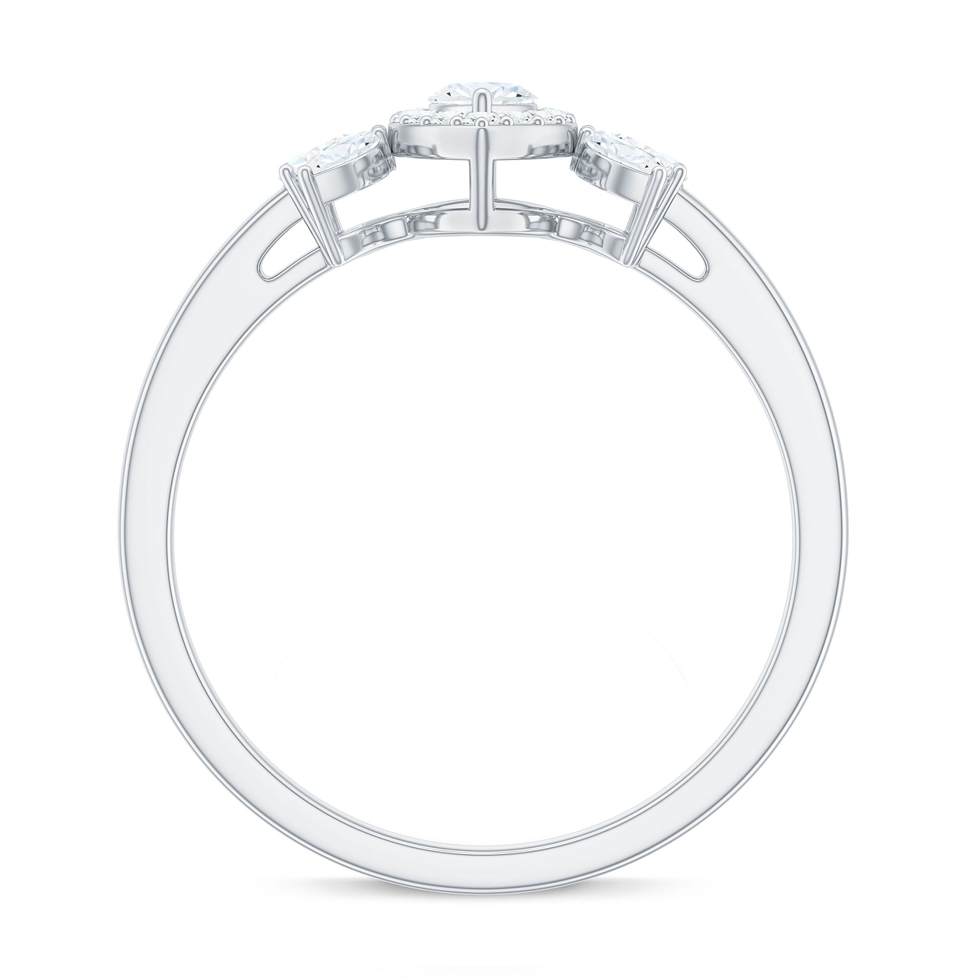 Certified Marquise Cut Moissanite Designer Halo Engagement Ring