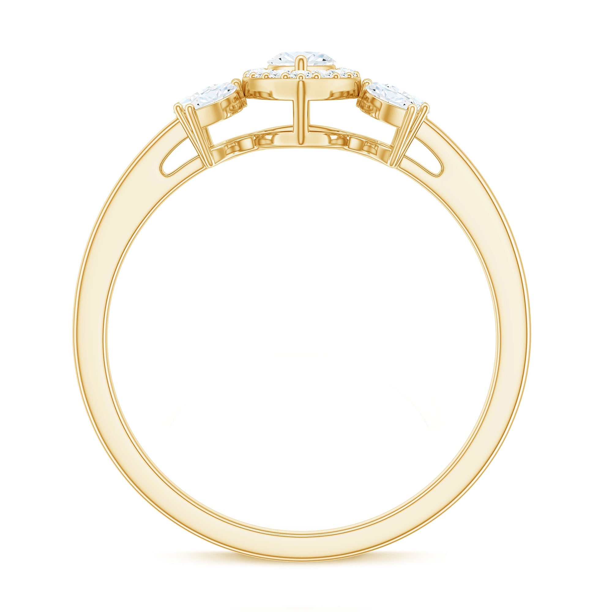 Certified Marquise Cut Moissanite Designer Halo Engagement Ring