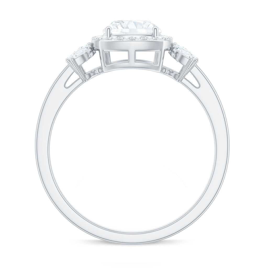 1.7 Carat Cushion Cut Moissanite Designer Halo Engagement Ring
