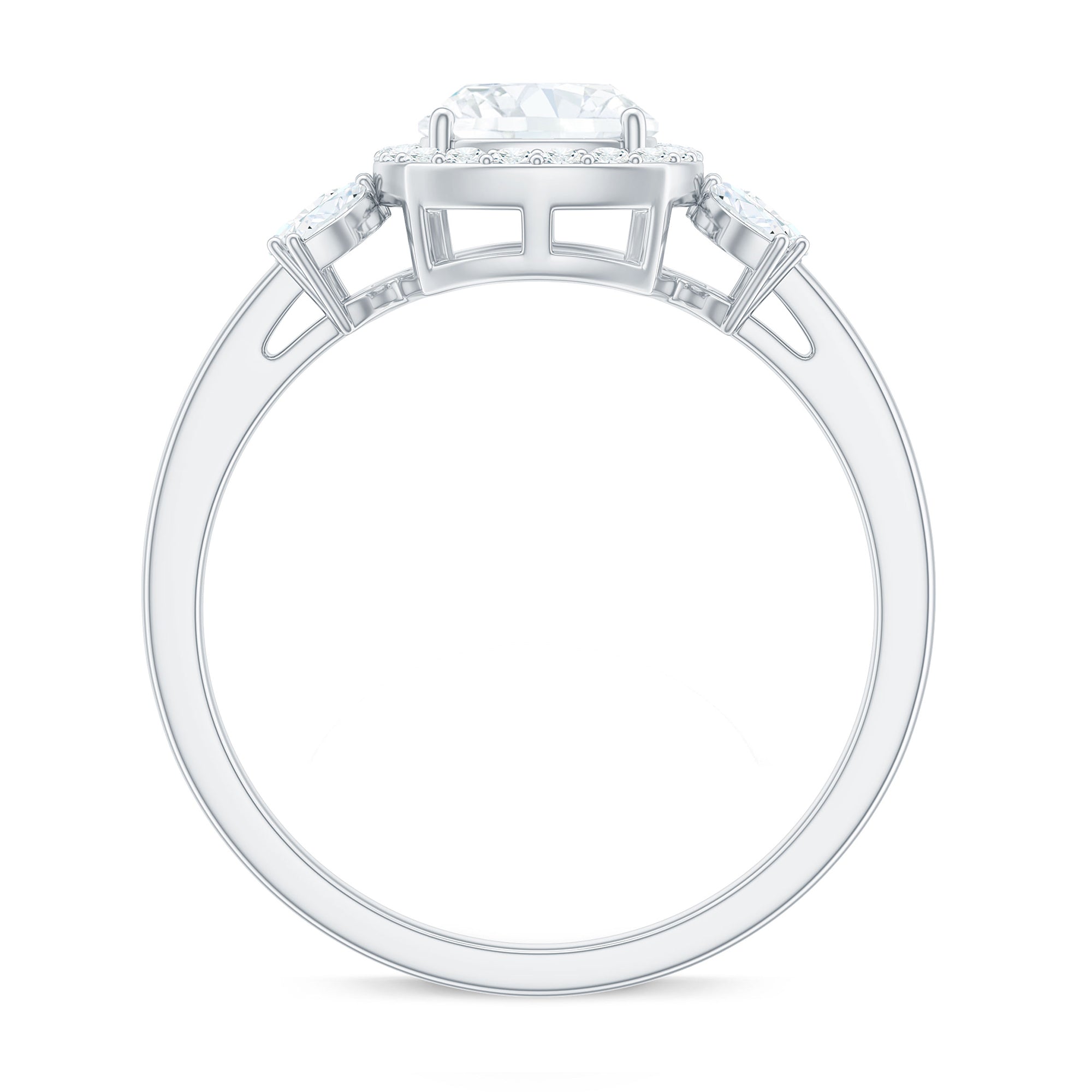 1.7 Carat Cushion Cut Moissanite Designer Halo Engagement Ring