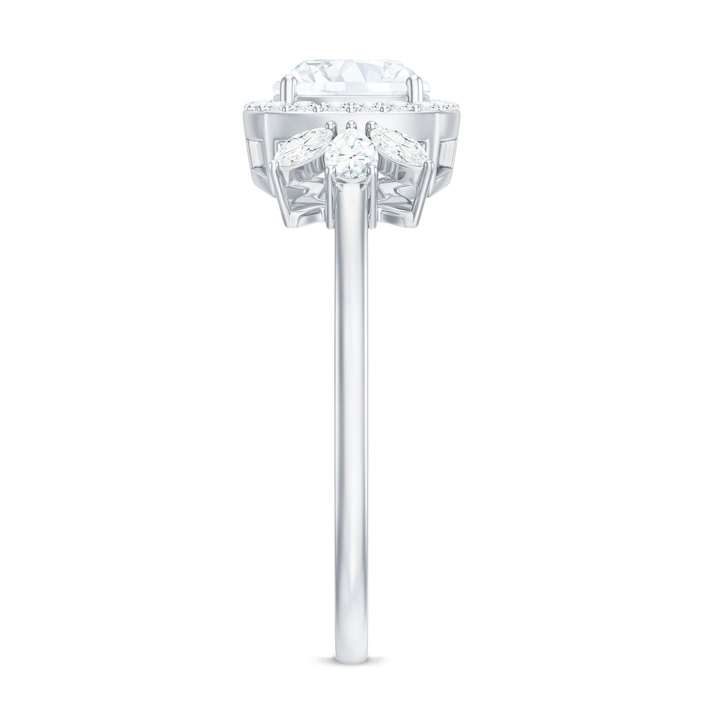 1.7 Carat Cushion Cut Moissanite Designer Halo Engagement Ring