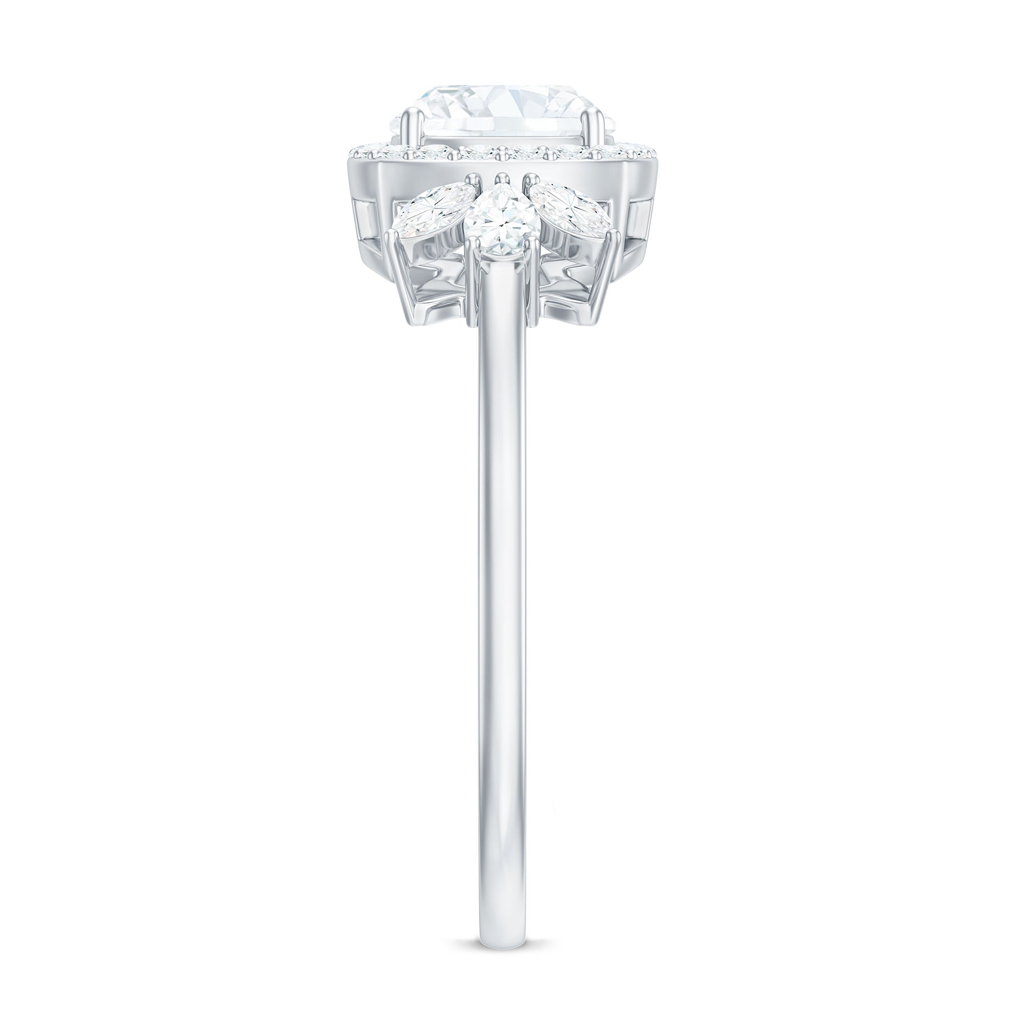 1.7 Carat Cushion Cut Moissanite Designer Halo Engagement Ring