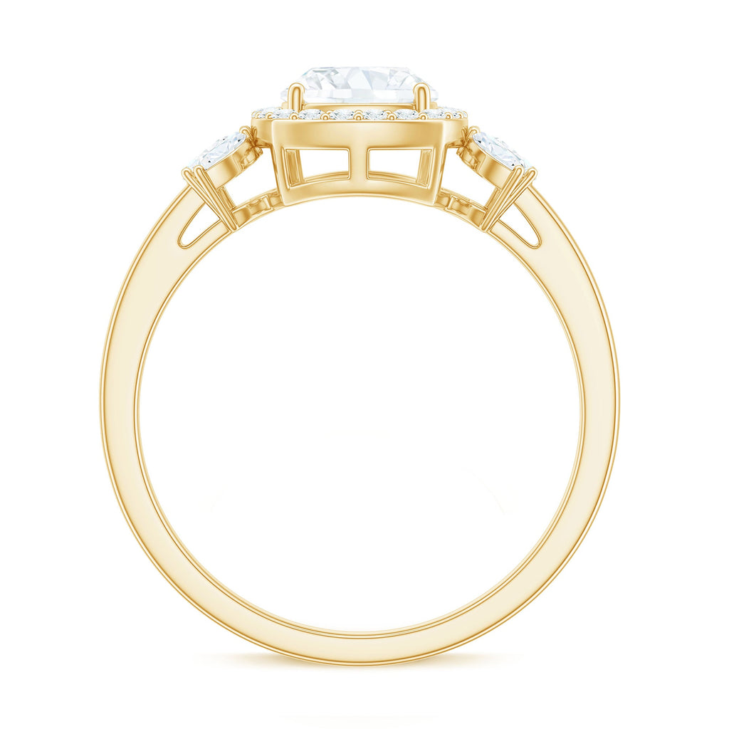 1.7 Carat Cushion Cut Moissanite Designer Halo Engagement Ring