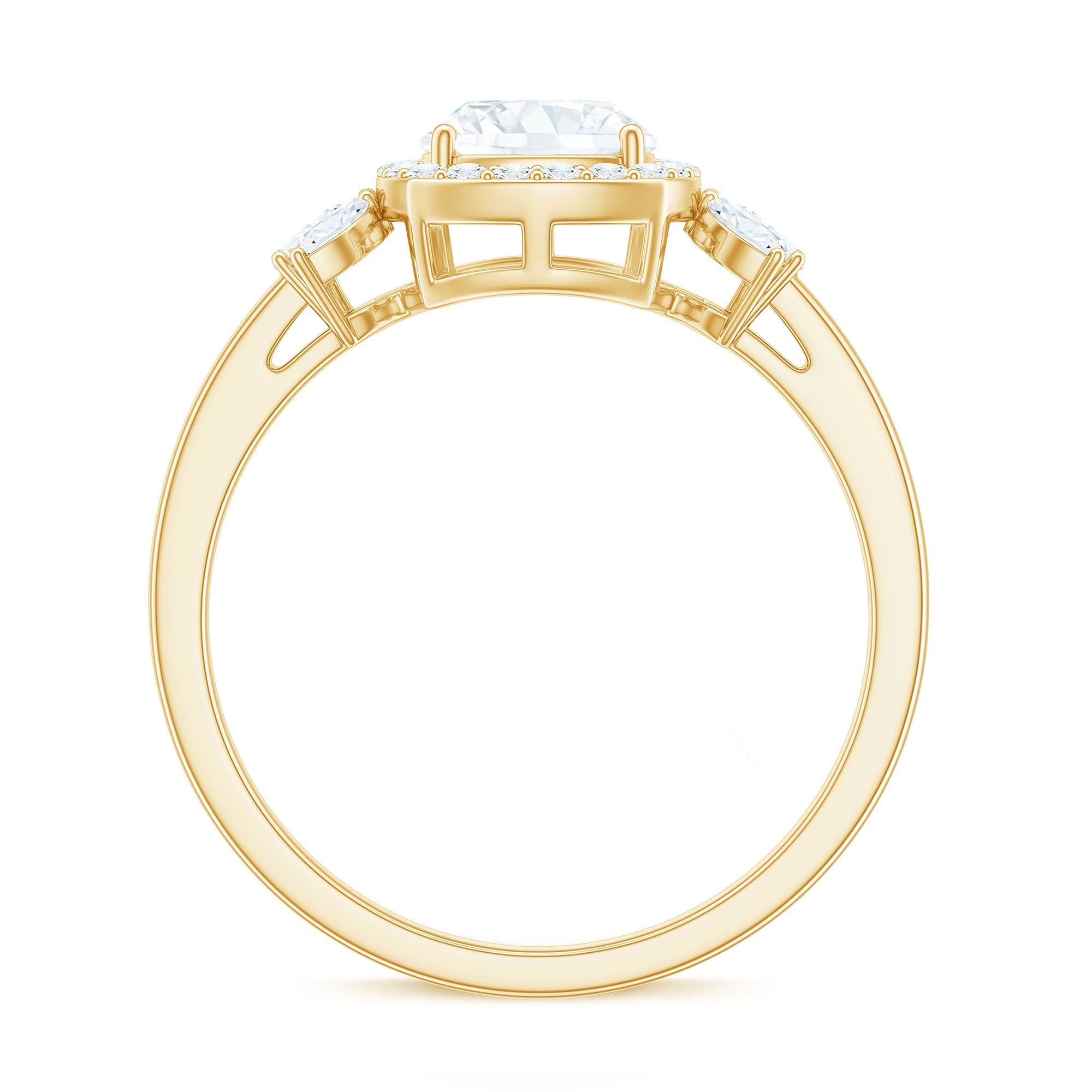 1.7 Carat Cushion Cut Moissanite Designer Halo Engagement Ring