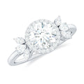 0.9 Carat Round Shape Moissanite Designer Halo Engagement Ring