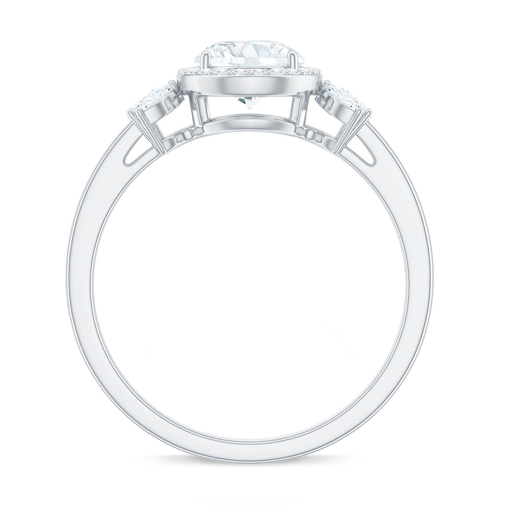 0.9 Carat Round Shape Moissanite Designer Halo Engagement Ring