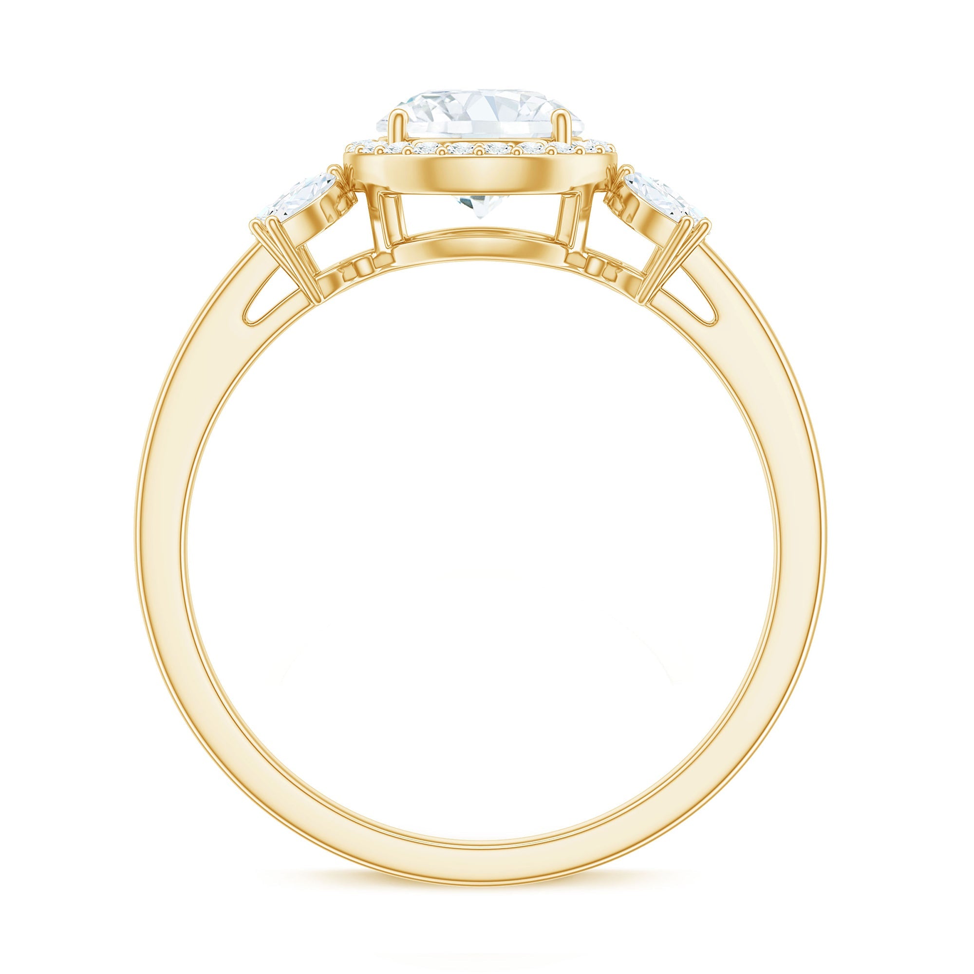 0.9 Carat Round Shape Moissanite Designer Halo Engagement Ring