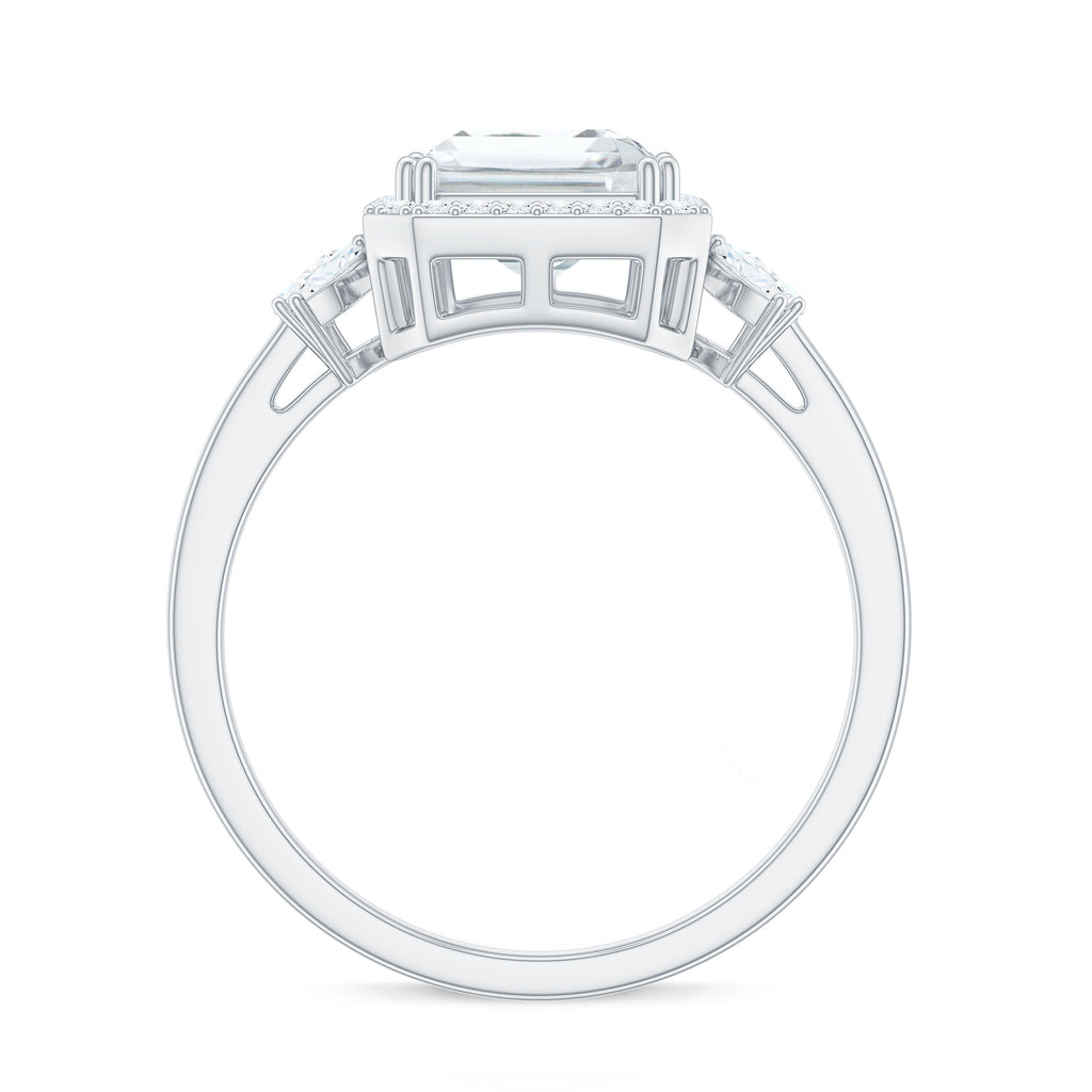 2.8 Carat Emerald Cut Certified Moissanite Statement Engagement Ring