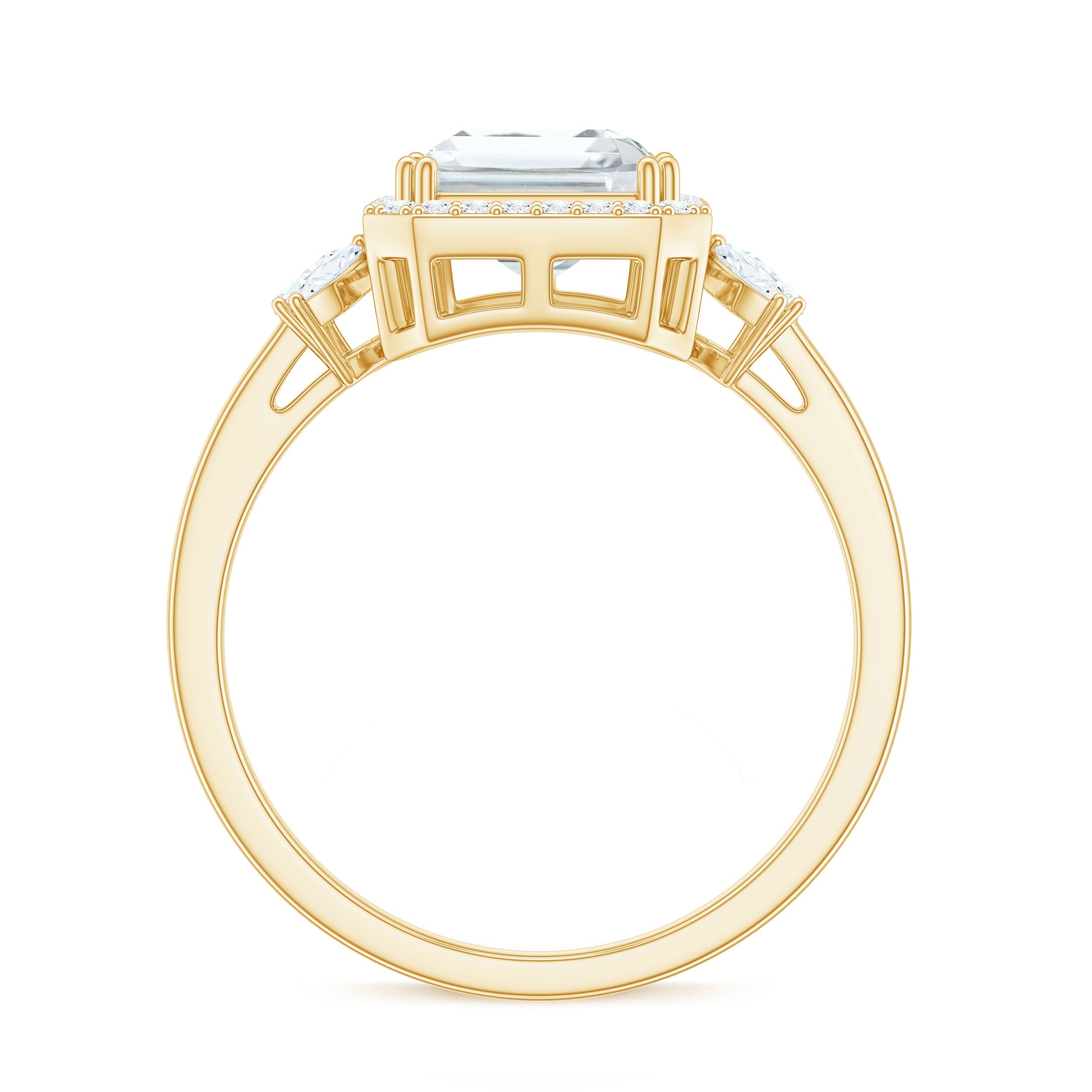 2.8 Carat Emerald Cut Certified Moissanite Statement Engagement Ring