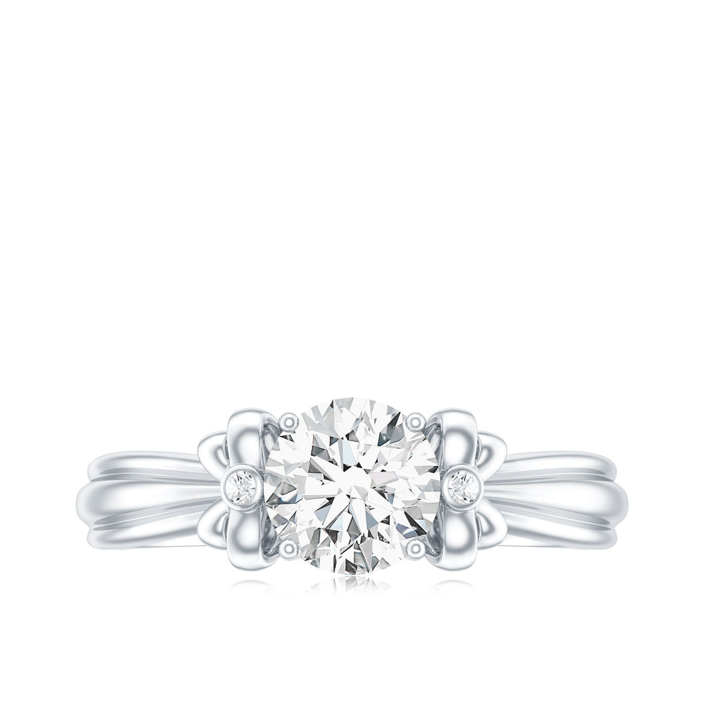 Certified Moissanite Engagement Ring with Bow Ribbon