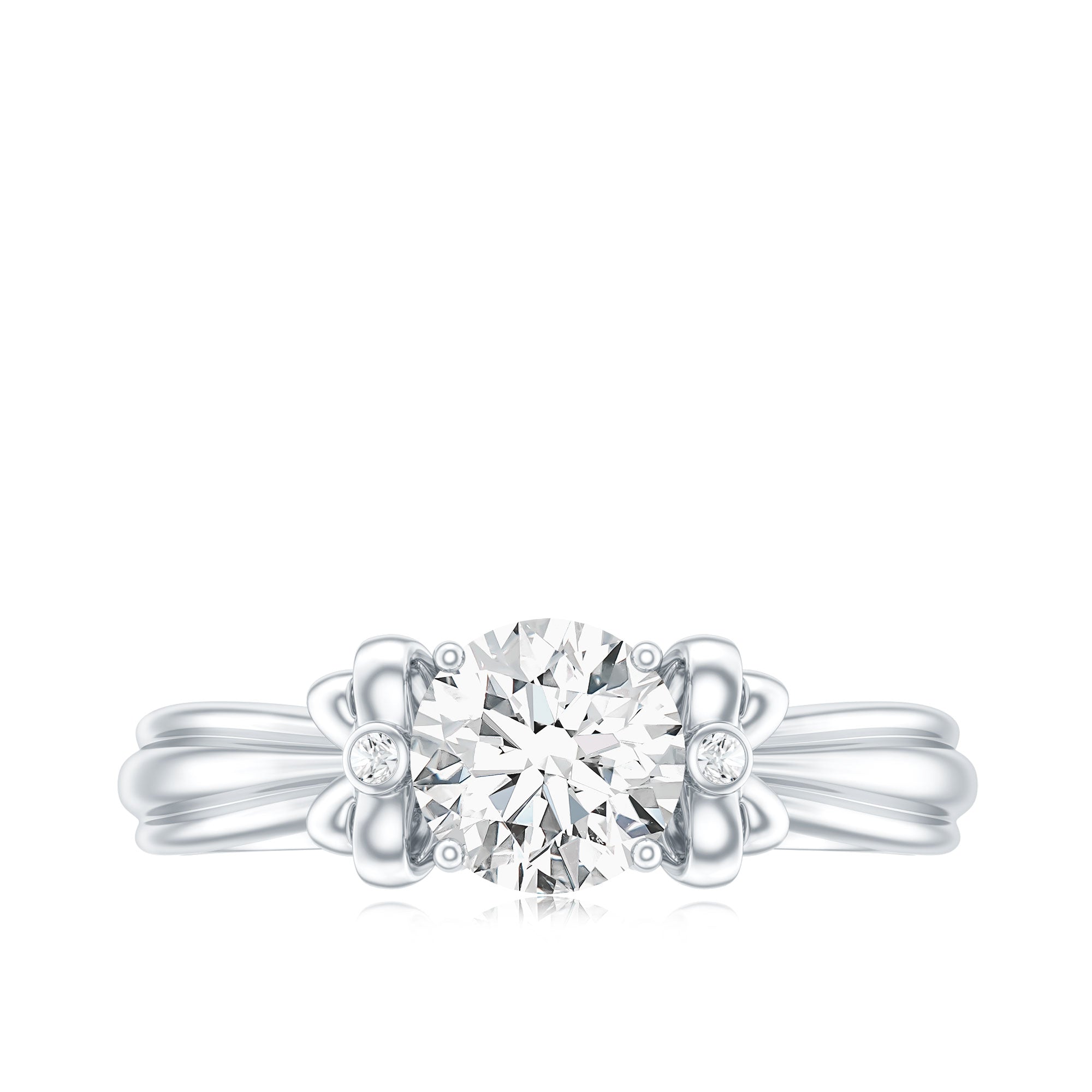 Certified Moissanite Engagement Ring with Bow Ribbon