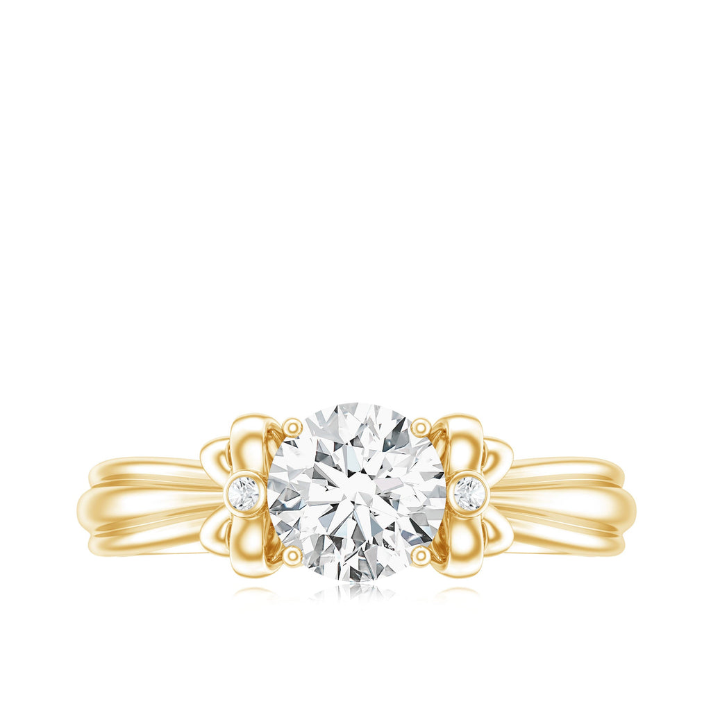 Certified Moissanite Engagement Ring with Bow Ribbon
