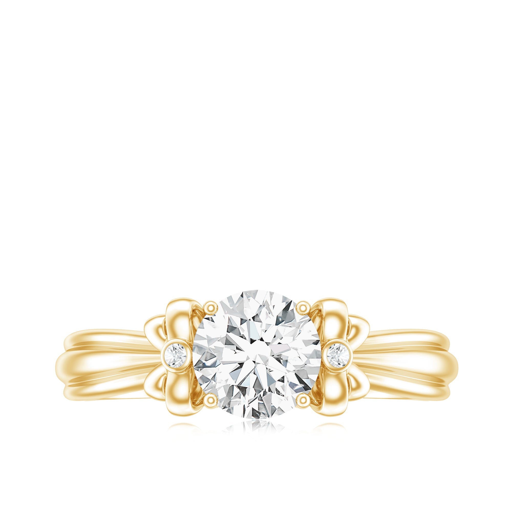 Certified Moissanite Engagement Ring with Bow Ribbon