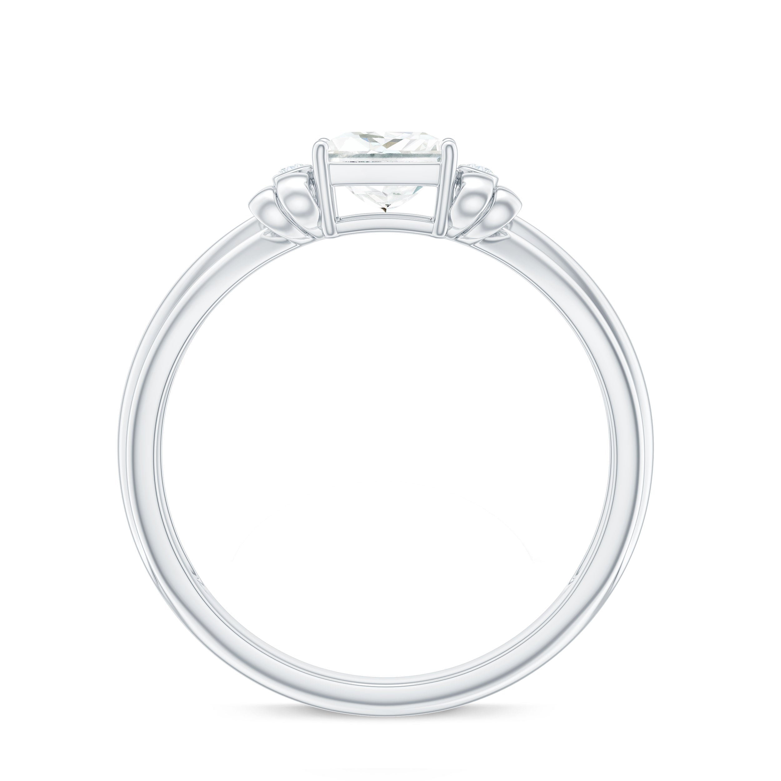 0.7 Carat Princess Cut Certified Moissanite Designer Bow Engagement Ring