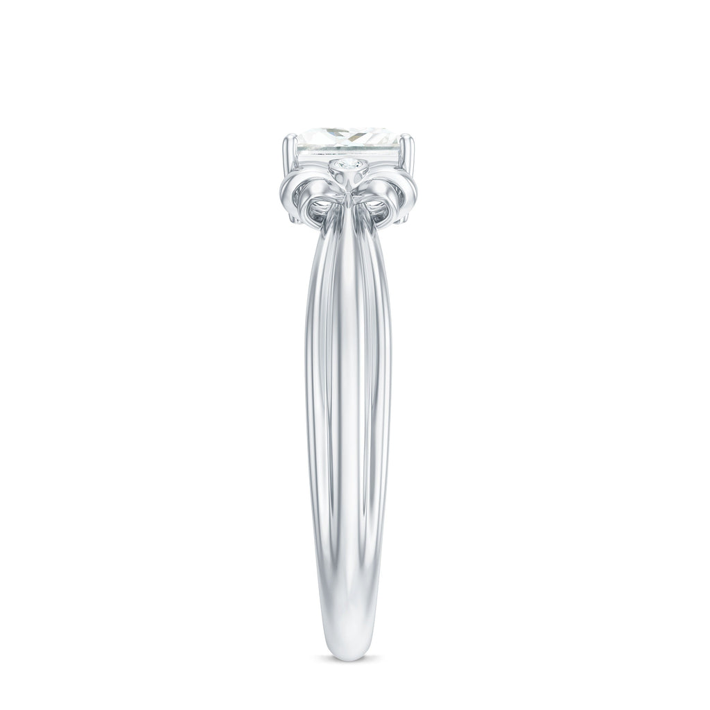 0.7 Carat Princess Cut Certified Moissanite Designer Bow Engagement Ring