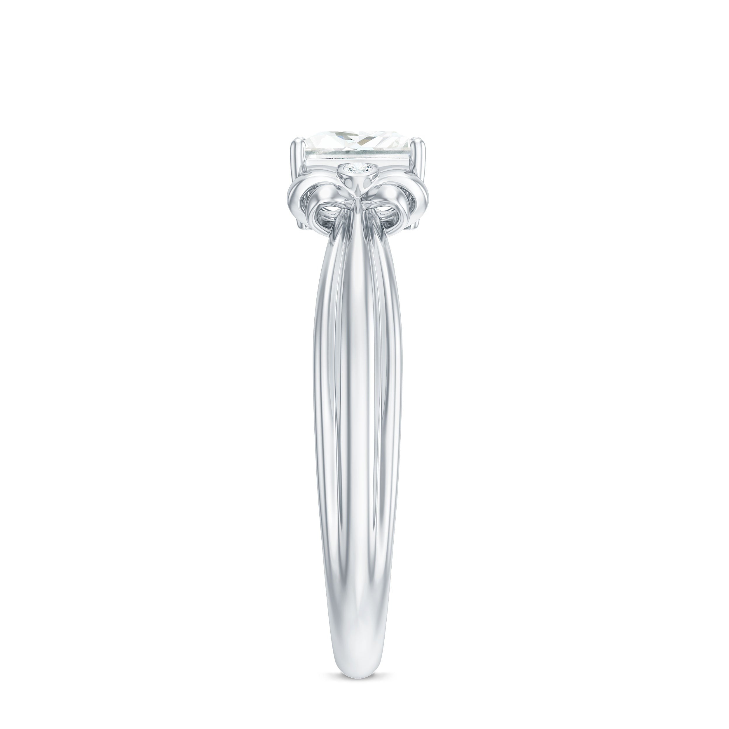 0.7 Carat Princess Cut Certified Moissanite Designer Bow Engagement Ring