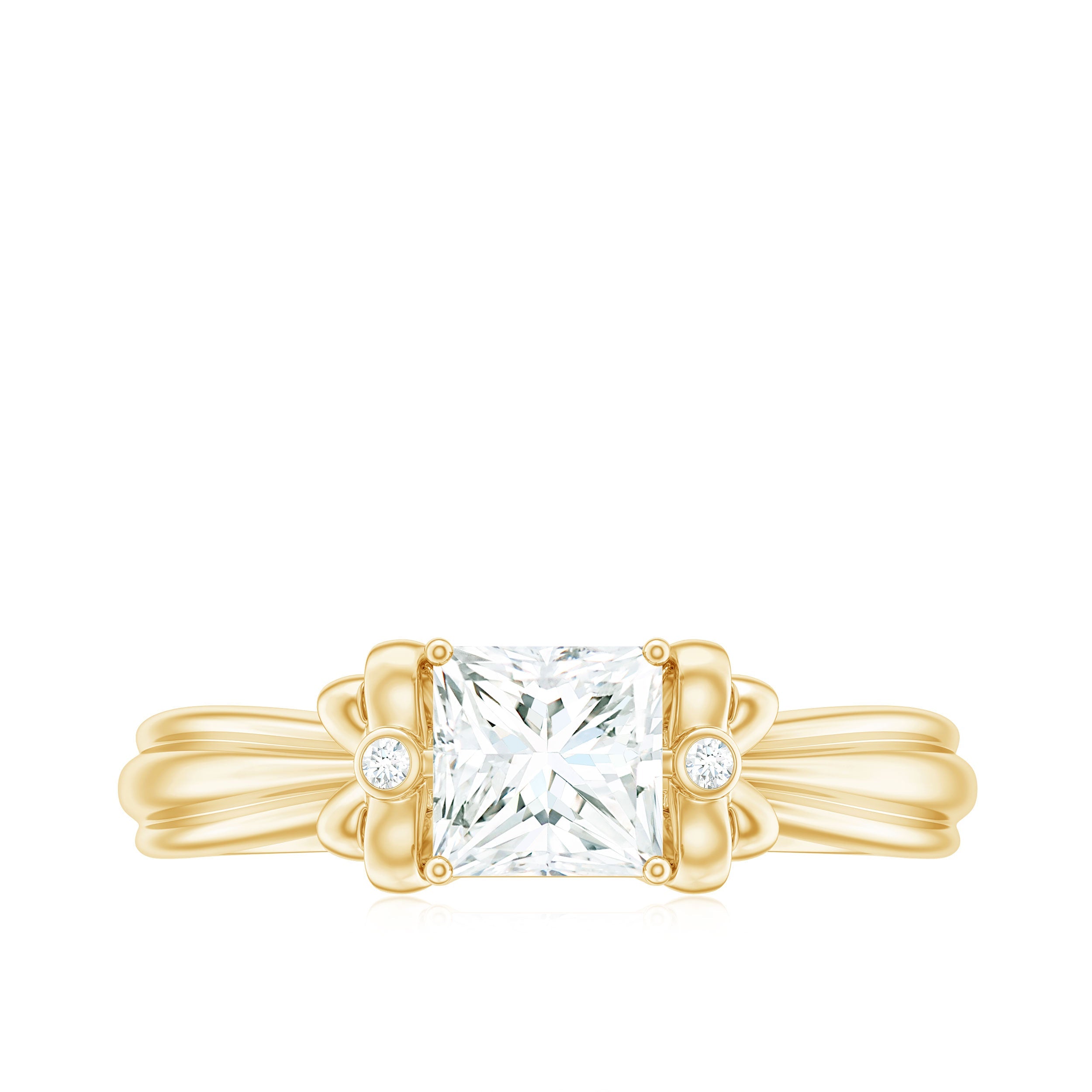 0.7 Carat Princess Cut Certified Moissanite Designer Bow Engagement Ring