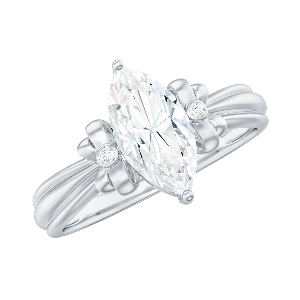 1 Carat Brilliant Cut Certified Moissanite Statement Ring