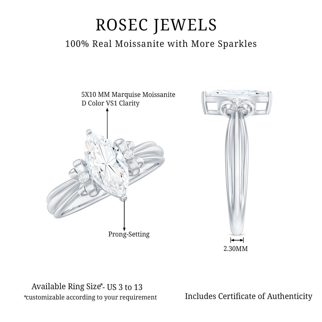 1 Carat Brilliant Cut Certified Moissanite Statement Ring