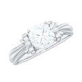 1.7 Carat Cushion Cut Moissanite Designer Solitaire Ring with Engraved Shank