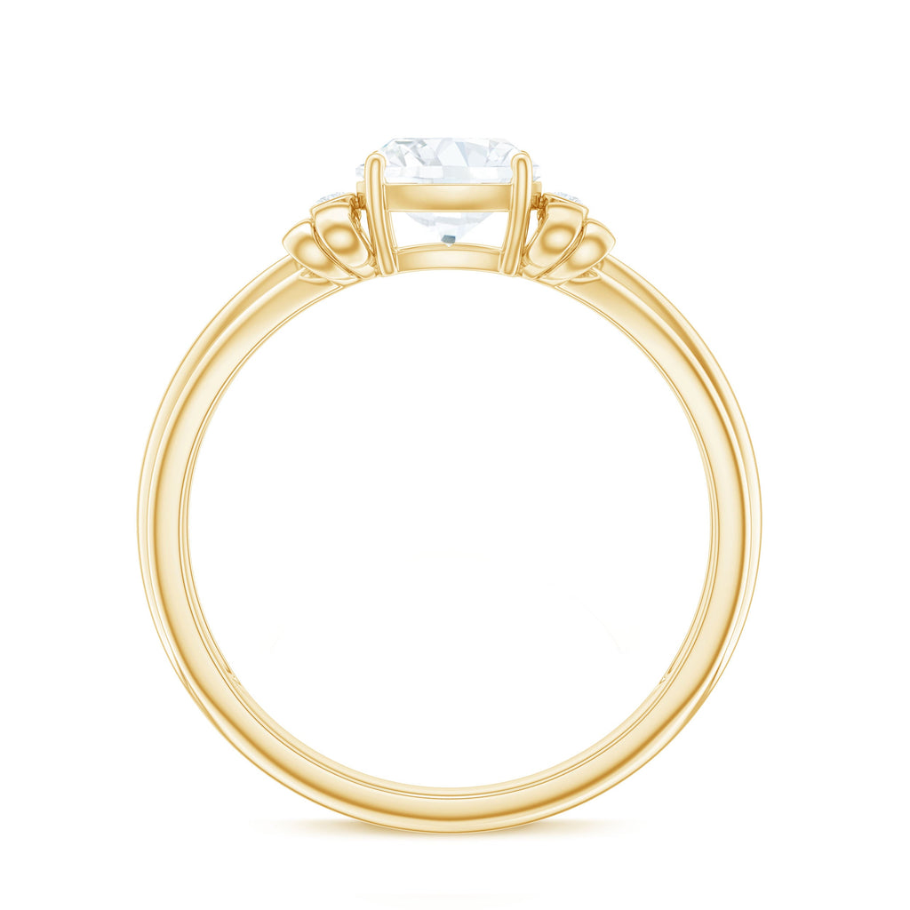 1.7 Carat Cushion Cut Moissanite Designer Solitaire Ring with Engraved Shank