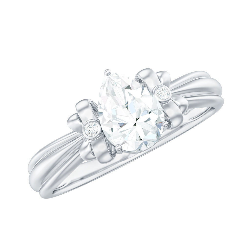 0.7 Carat Pear Shape Moissanite Bow Engagement Ring