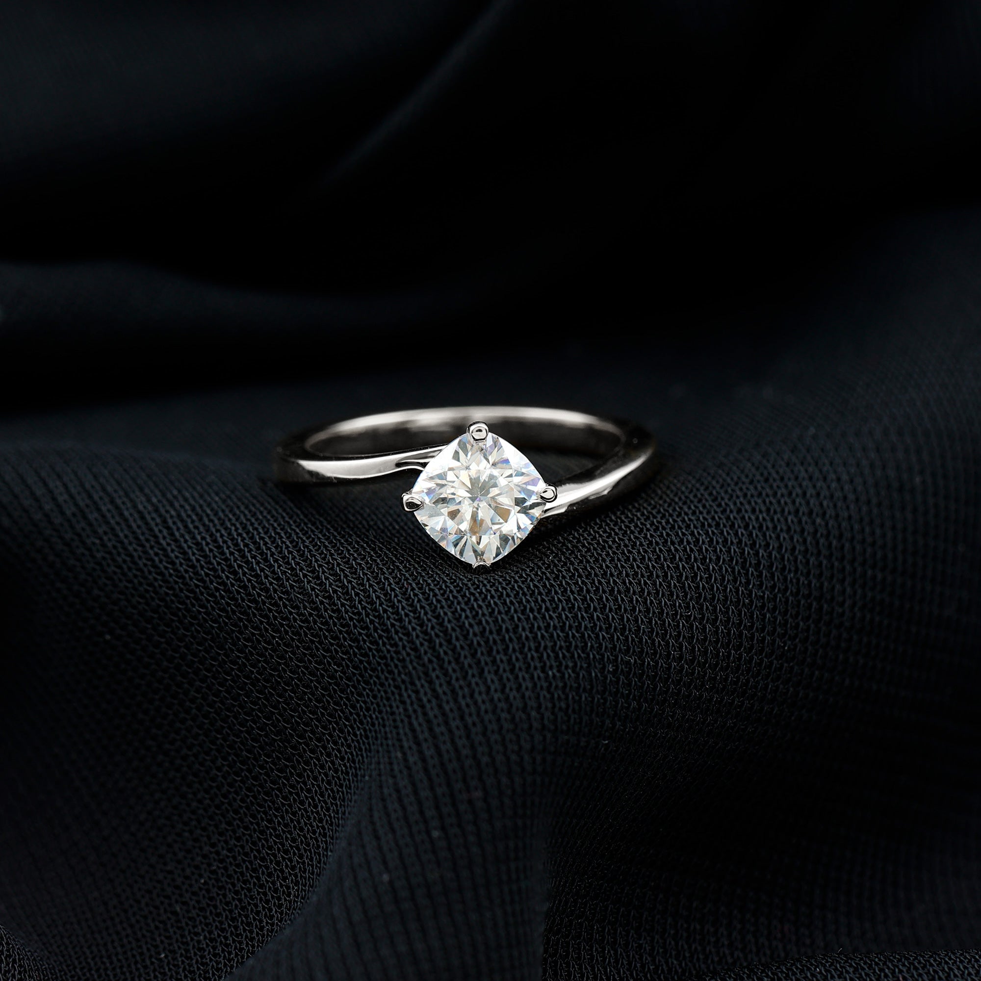 1.7 Carat Cushion Cut Moissanite Bypass Engagement Ring