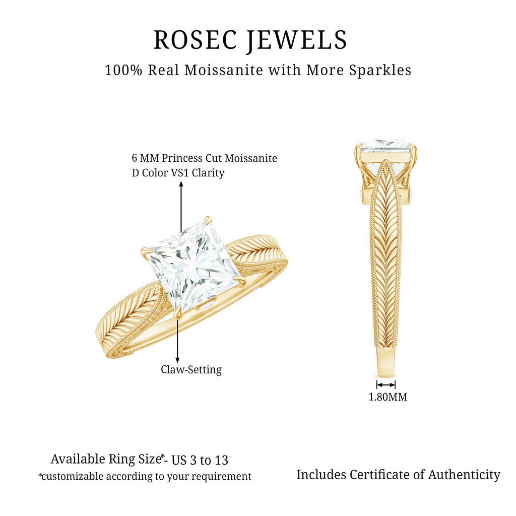 Princess Cut 1.2 Carat Moissanite Solitaire Engagement Ring