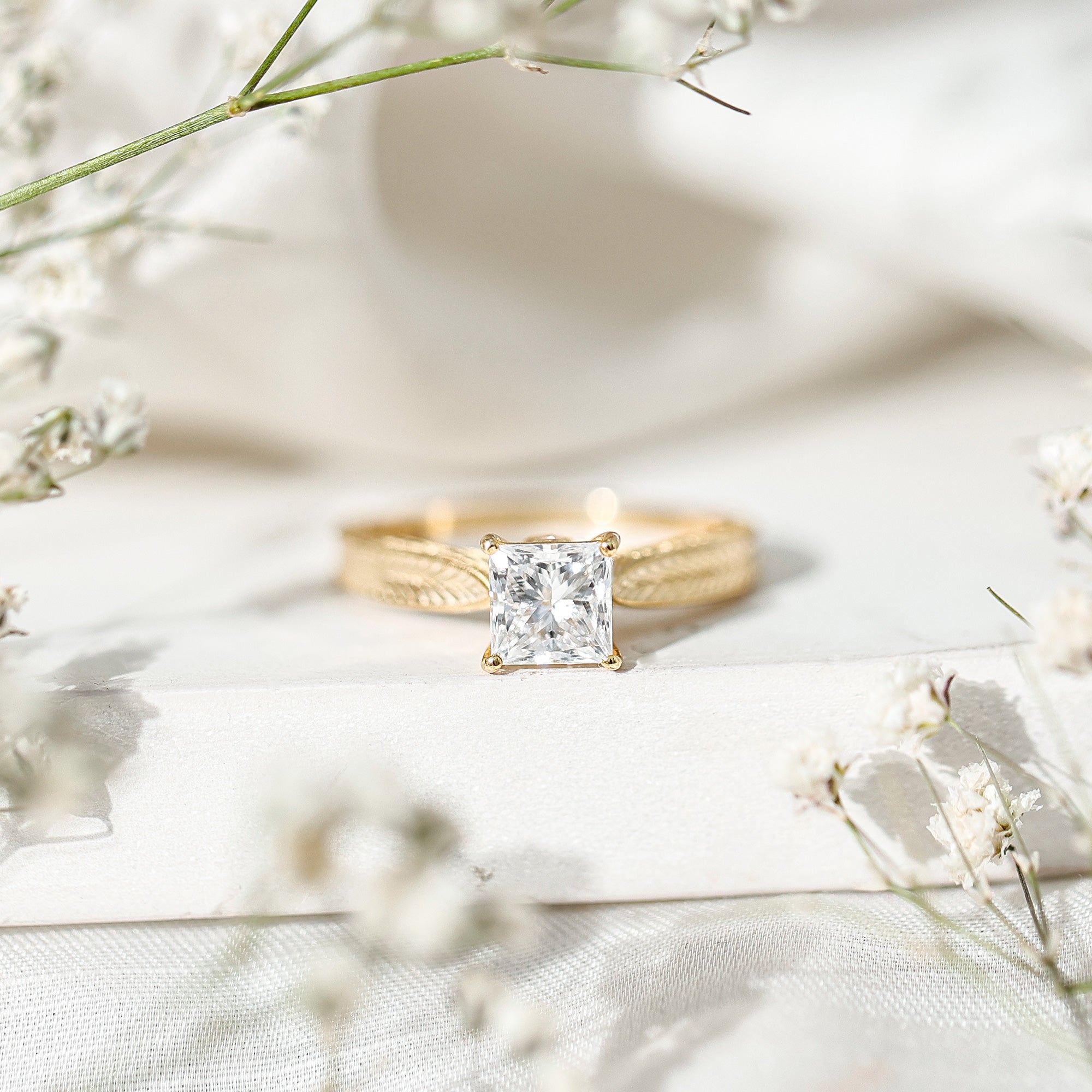 Princess Cut 1.2 Carat Moissanite Solitaire Engagement Ring