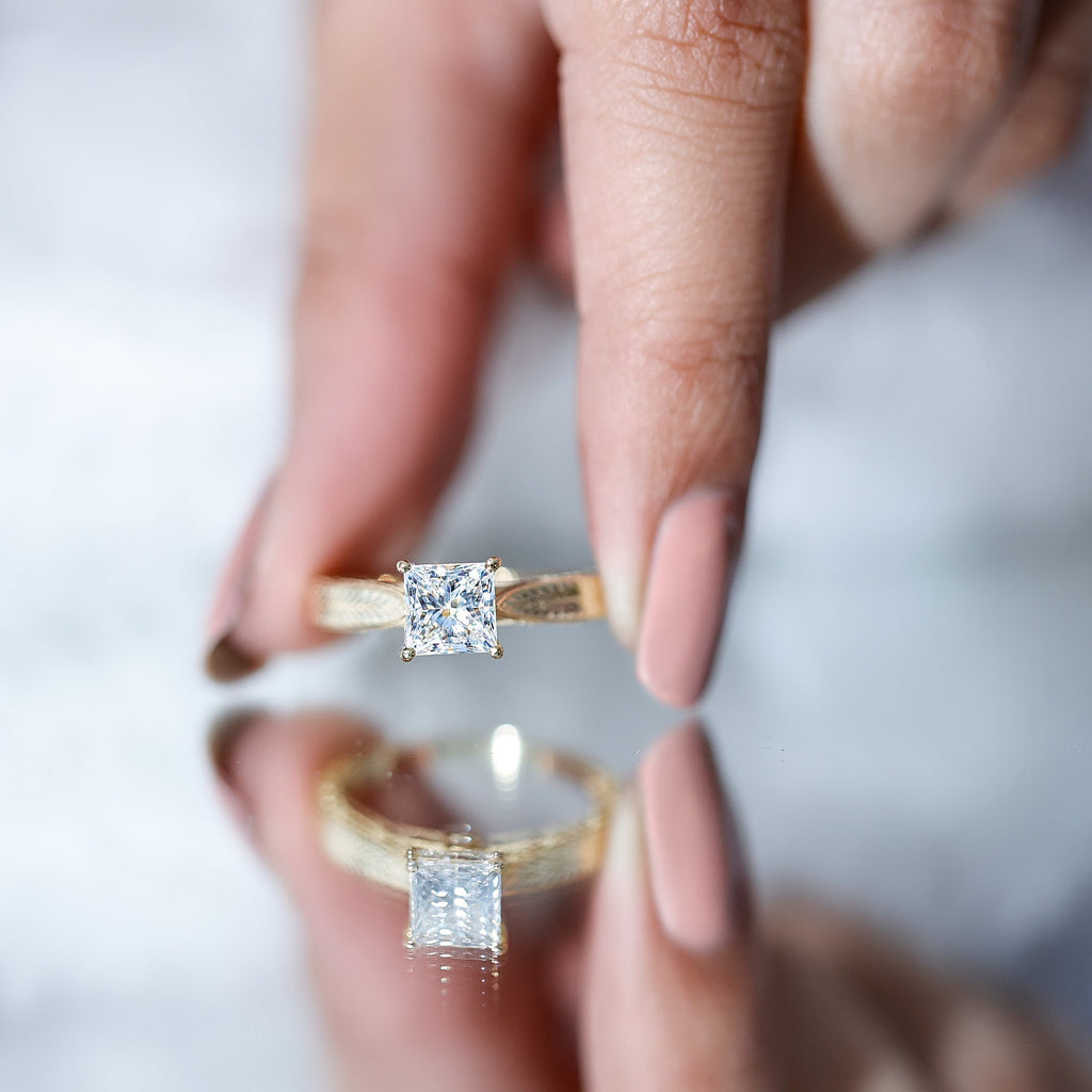 Princess Cut 1.2 Carat Moissanite Solitaire Engagement Ring