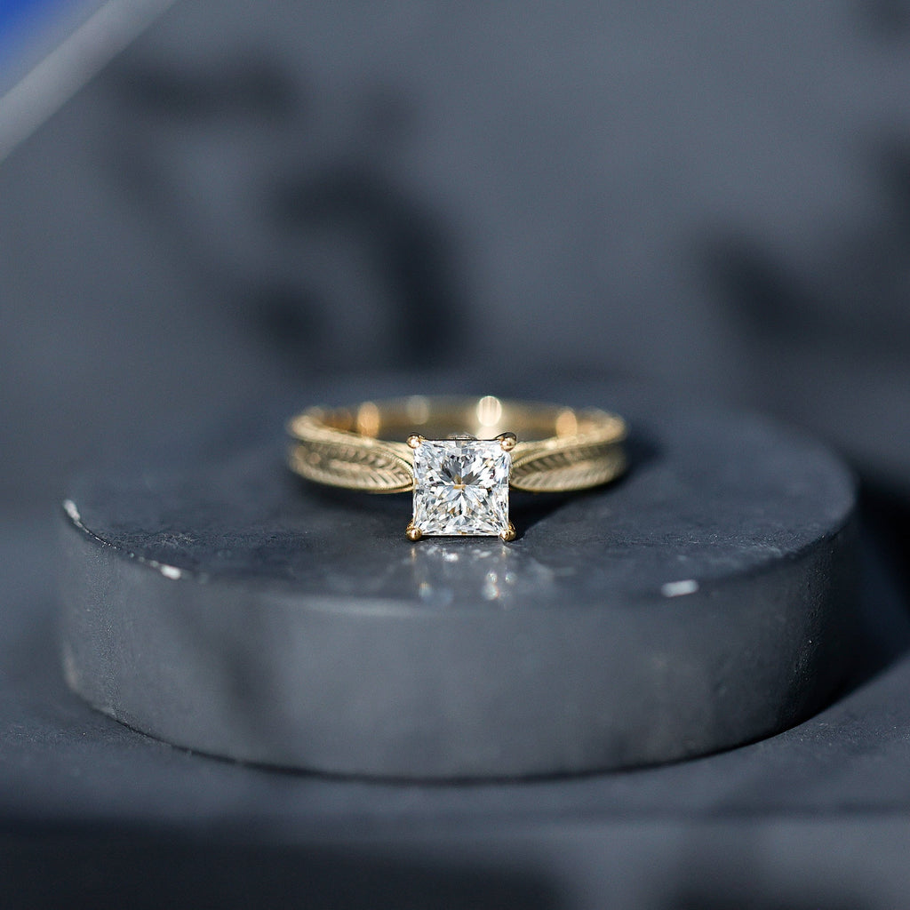 Princess Cut 1.2 Carat Moissanite Solitaire Engagement Ring