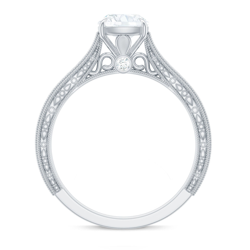 1.7 Carat Cushion Cut Moissanite Solitaire Vintage Inspired Engagement Ring