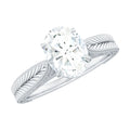 1 Carat Solitaire Moissanite Oval Engagement Ring with Engraving