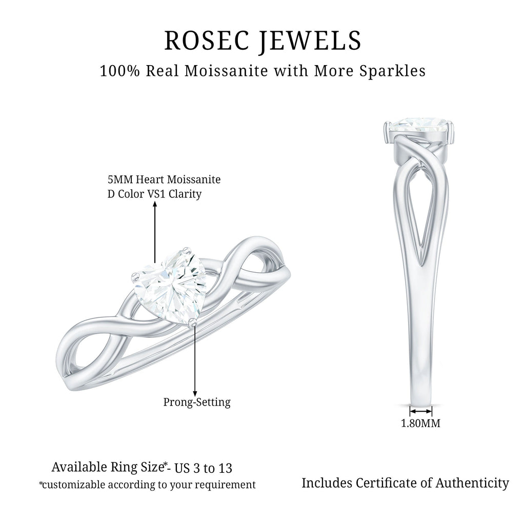 Heart Shape Moissanite Promise Ring with Crossover Band