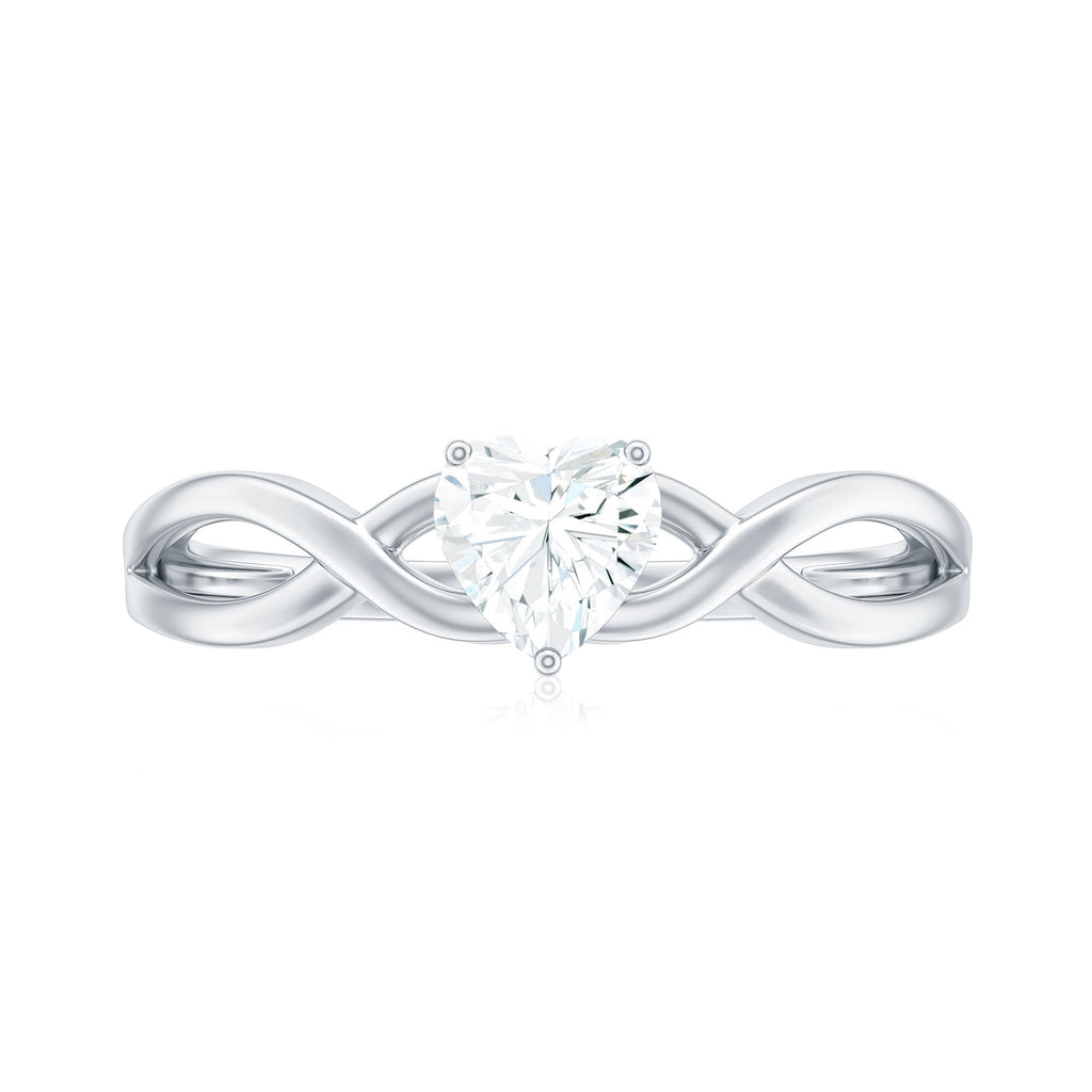 Heart Shape Moissanite Promise Ring with Crossover Band