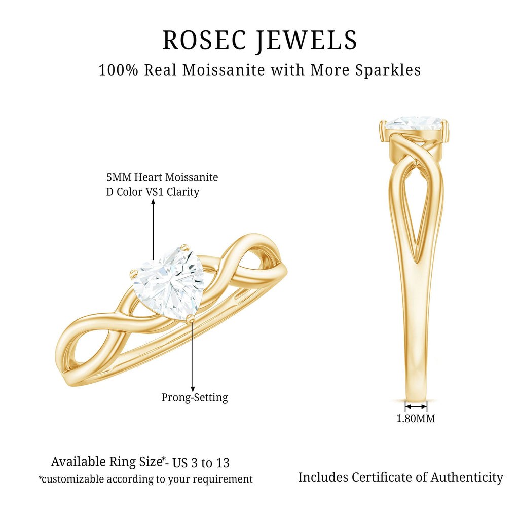 Heart Shape Moissanite Promise Ring with Crossover Band