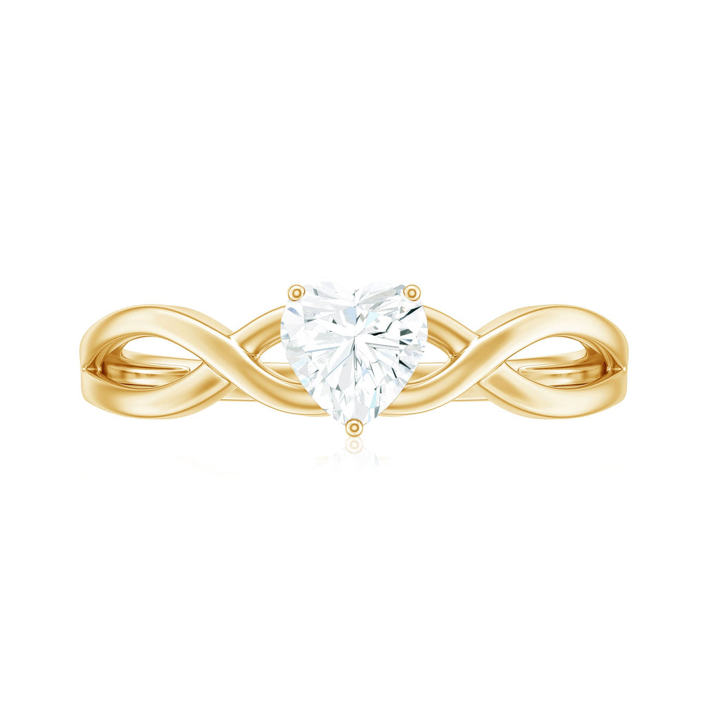 Heart Shape Moissanite Promise Ring with Crossover Band