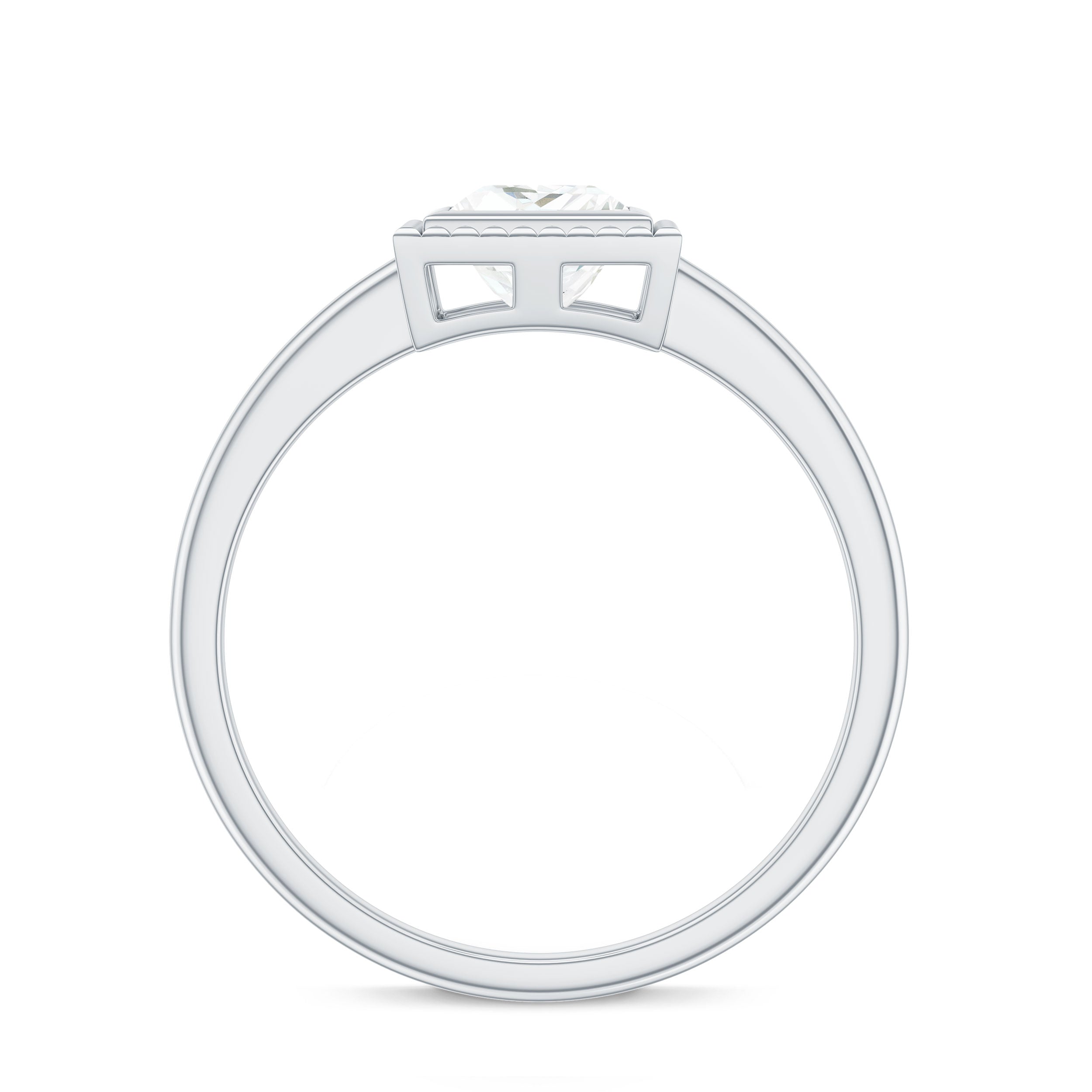 0.7 Carat Princess Cut Moissanite Solitaire Ring in Bezel Setting