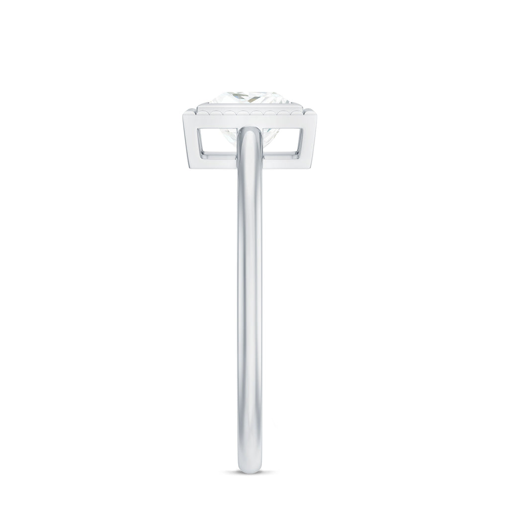 0.7 Carat Princess Cut Moissanite Solitaire Ring in Bezel Setting