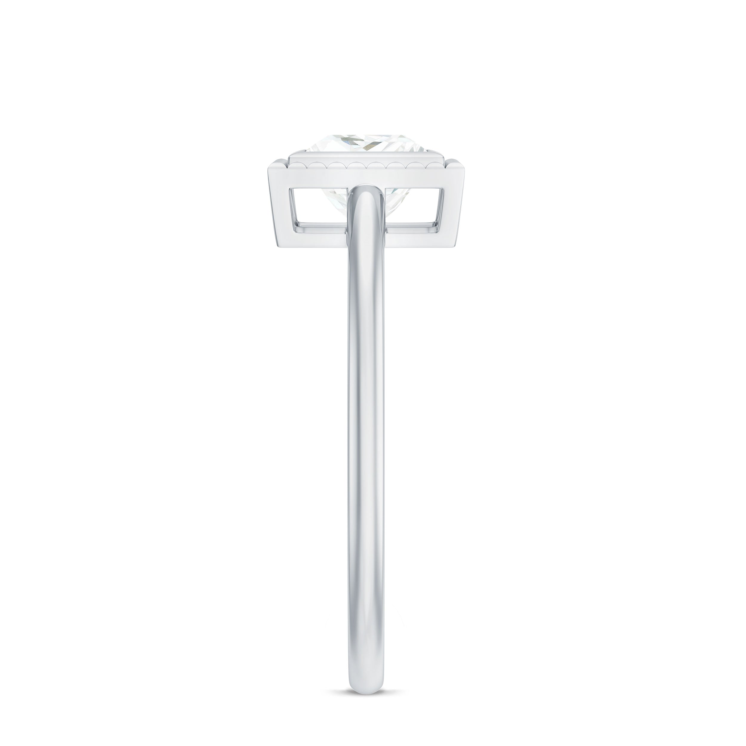 0.7 Carat Princess Cut Moissanite Solitaire Ring in Bezel Setting