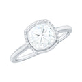 1.7 Carat Cushion Cut Moissanite Solitaire Ring in Bezel Setting