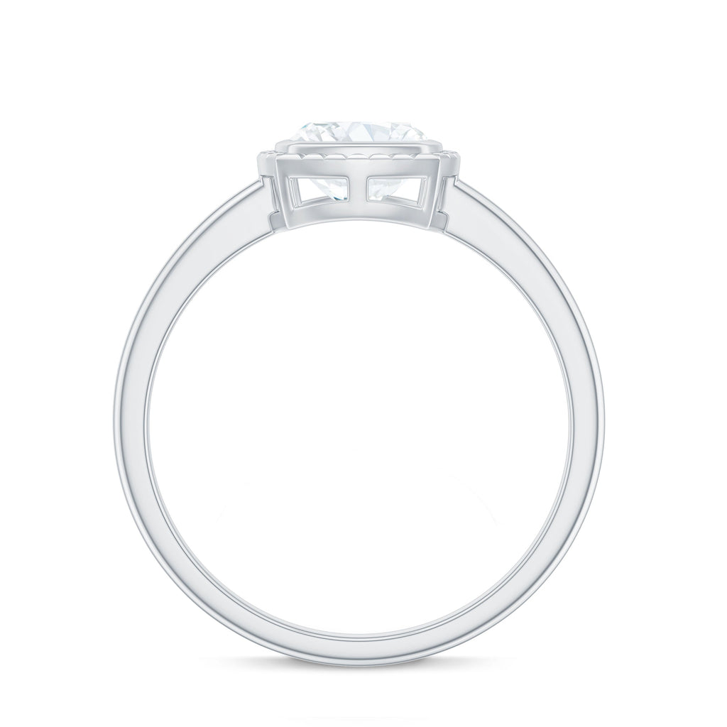 1.7 Carat Cushion Cut Moissanite Solitaire Ring in Bezel Setting