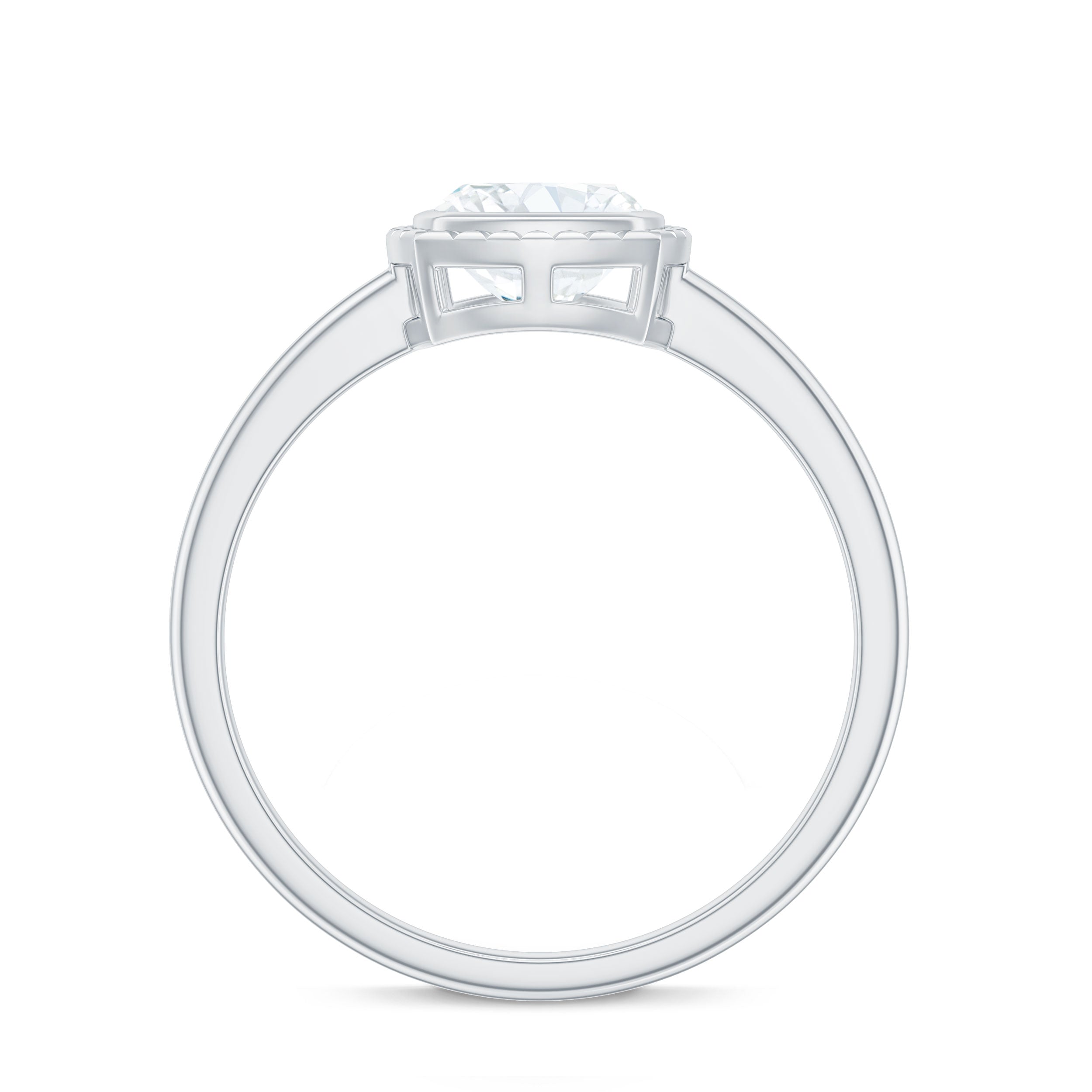 1.7 Carat Cushion Cut Moissanite Solitaire Ring in Bezel Setting