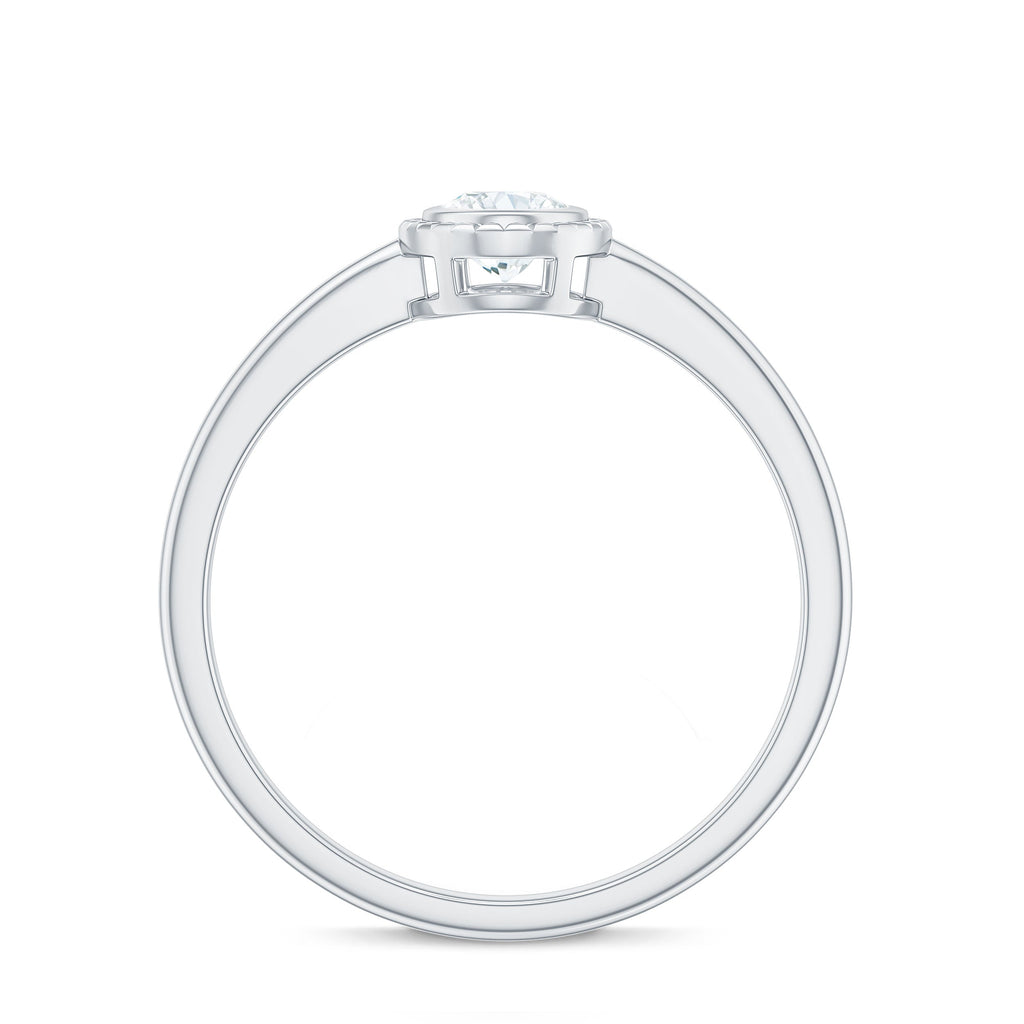0.4 Carat Oval Cut Moissanite Solitaire Ring in Bezel Setting