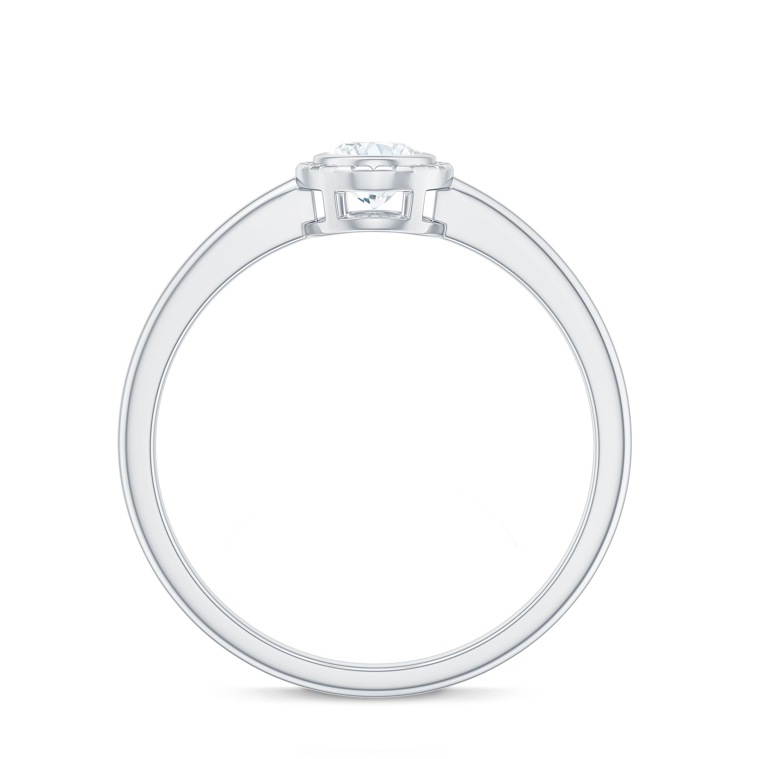 0.4 Carat Oval Cut Moissanite Solitaire Ring in Bezel Setting