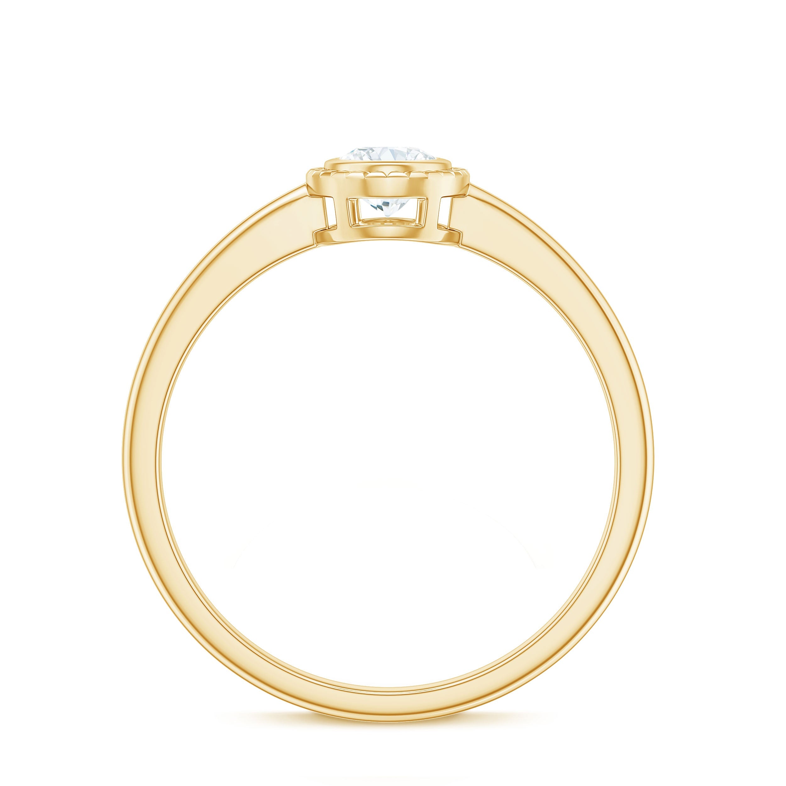 0.4 Carat Oval Cut Moissanite Solitaire Ring in Bezel Setting
