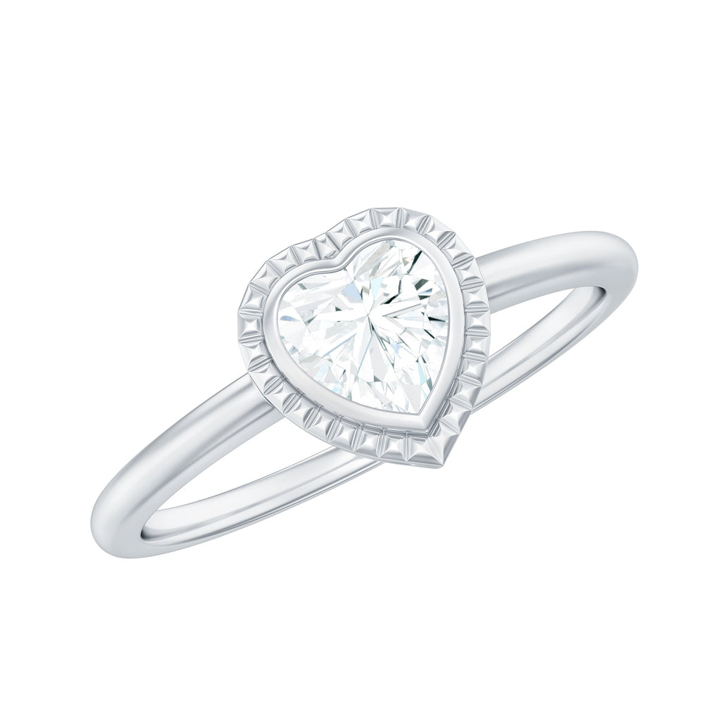 0.5 Carat Moissanite Heart Promise Ring in Bezel Setting