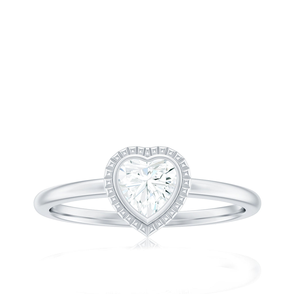 0.5 Carat Moissanite Heart Promise Ring in Bezel Setting