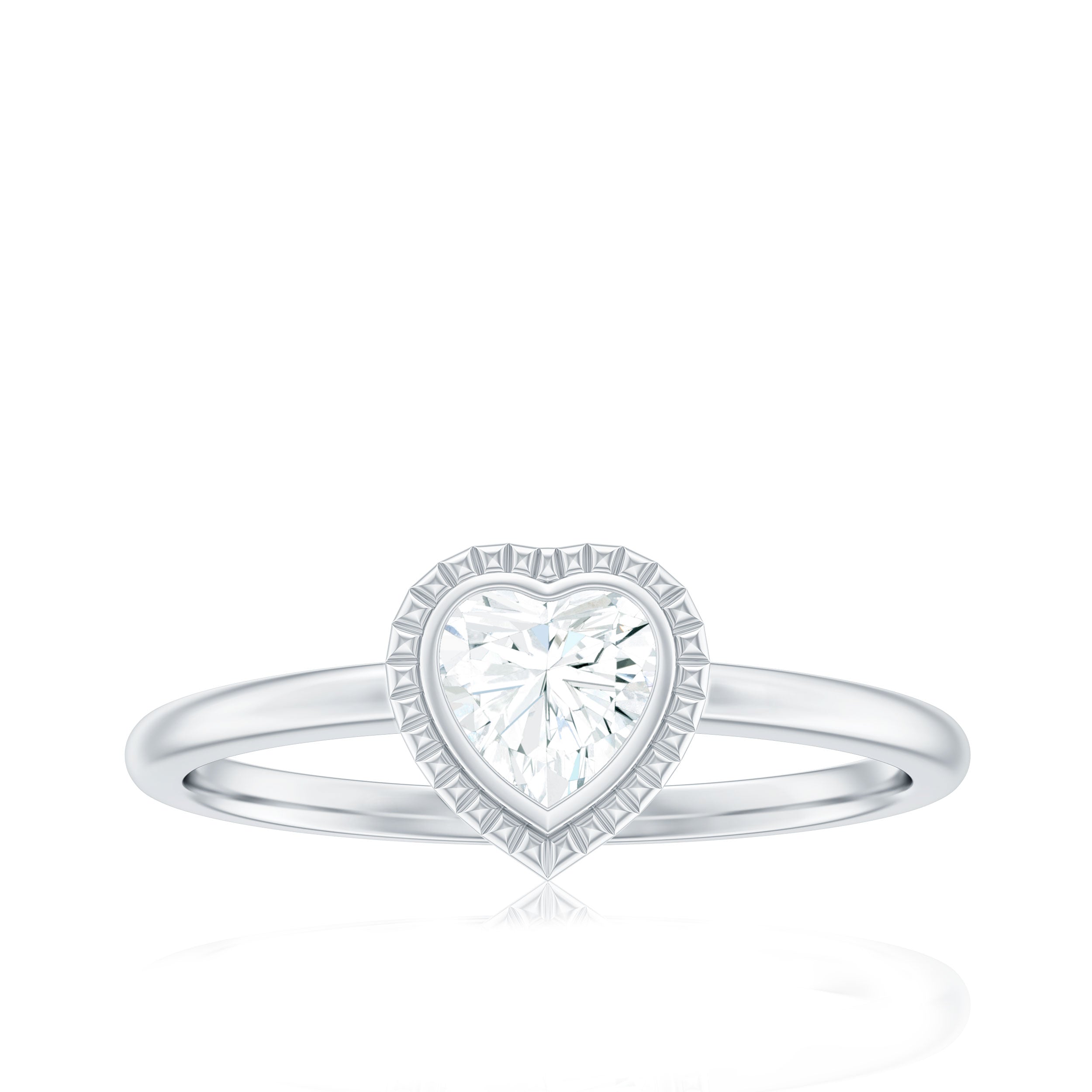 0.5 Carat Moissanite Heart Promise Ring in Bezel Setting